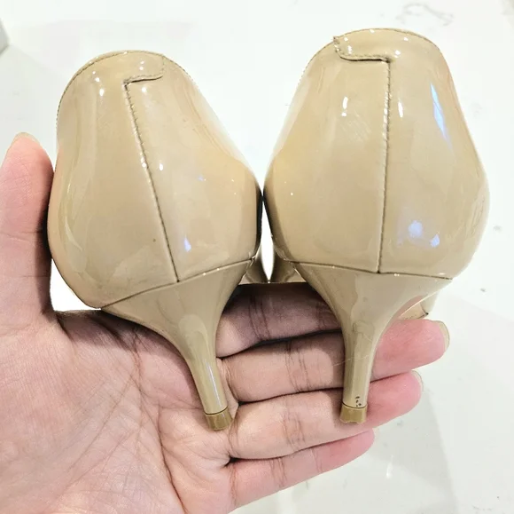Jimmy Choo Nude Patent Kitten Heel Pumps - Picture 6 of 14